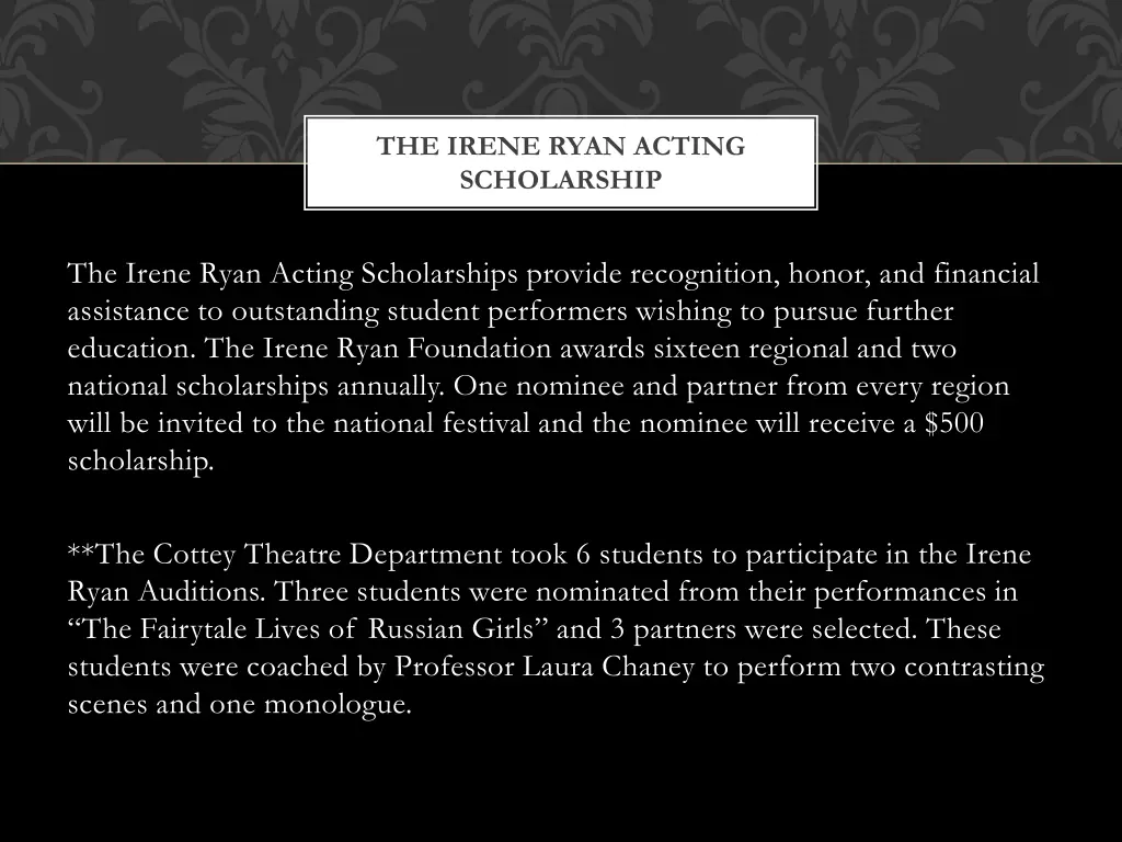 the irene ryan acting scholarship