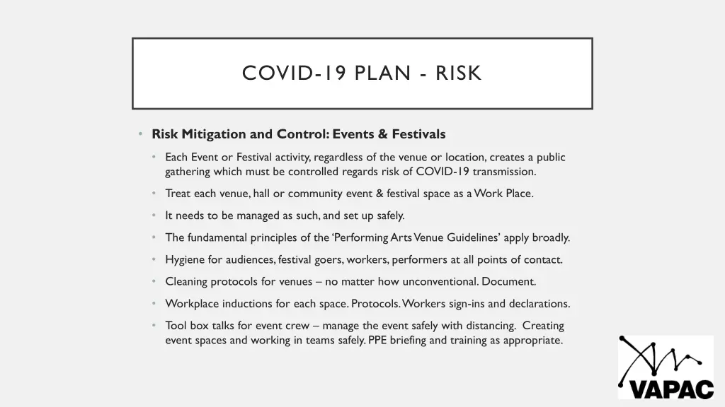 covid 19 plan risk