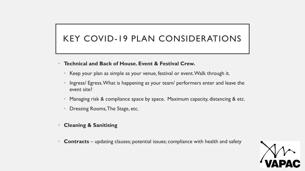 key covid 19 plan considerations 1