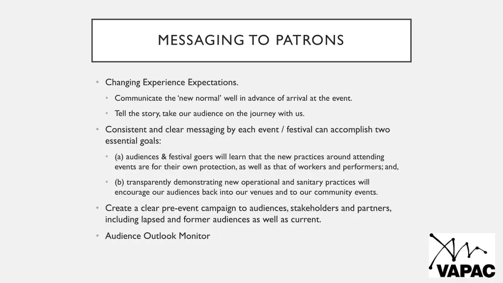 messaging to patrons