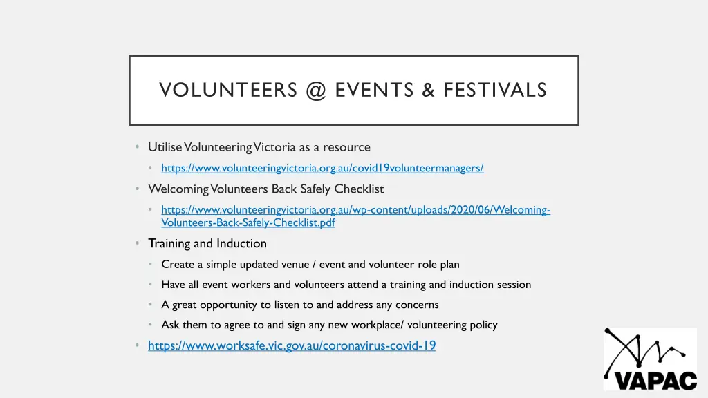 volunteers @ events festivals