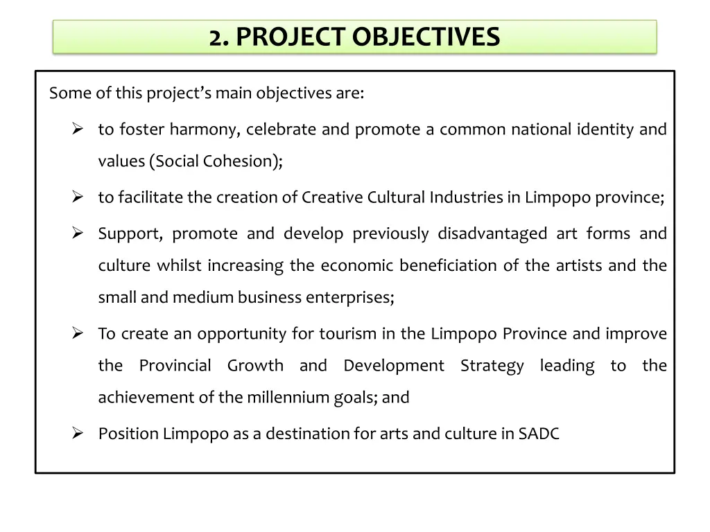 2 project objectives