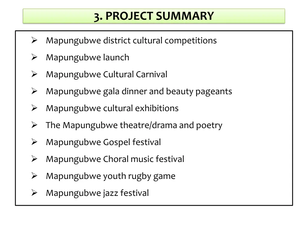 3 project summary