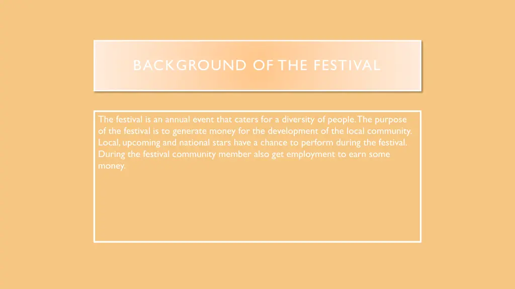 background of the festival