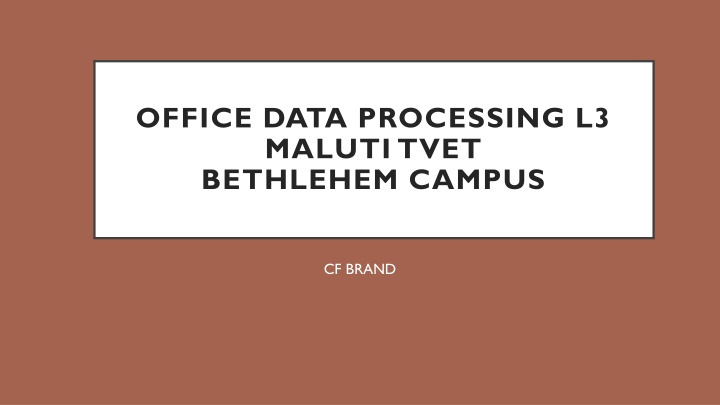 office data processing l3 maluti tvet bethlehem