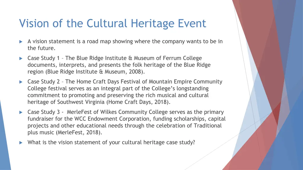 vision of the cultural heritage event