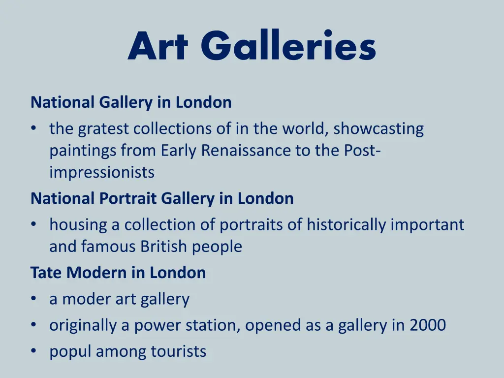 art galleries