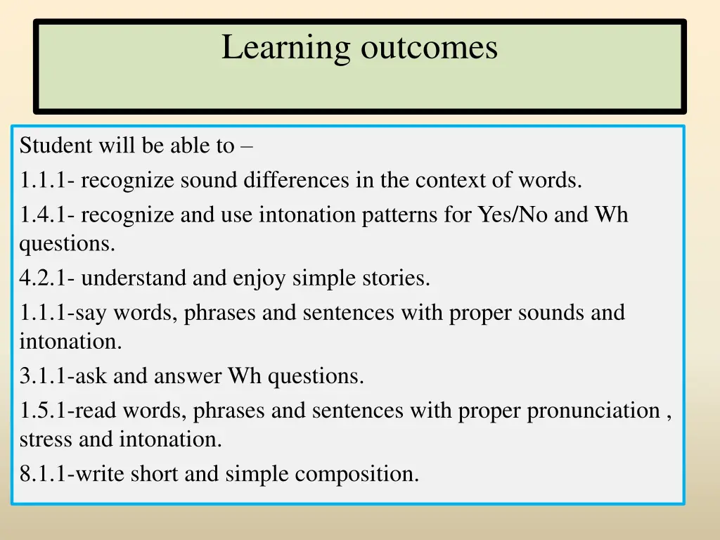 learning outcomes