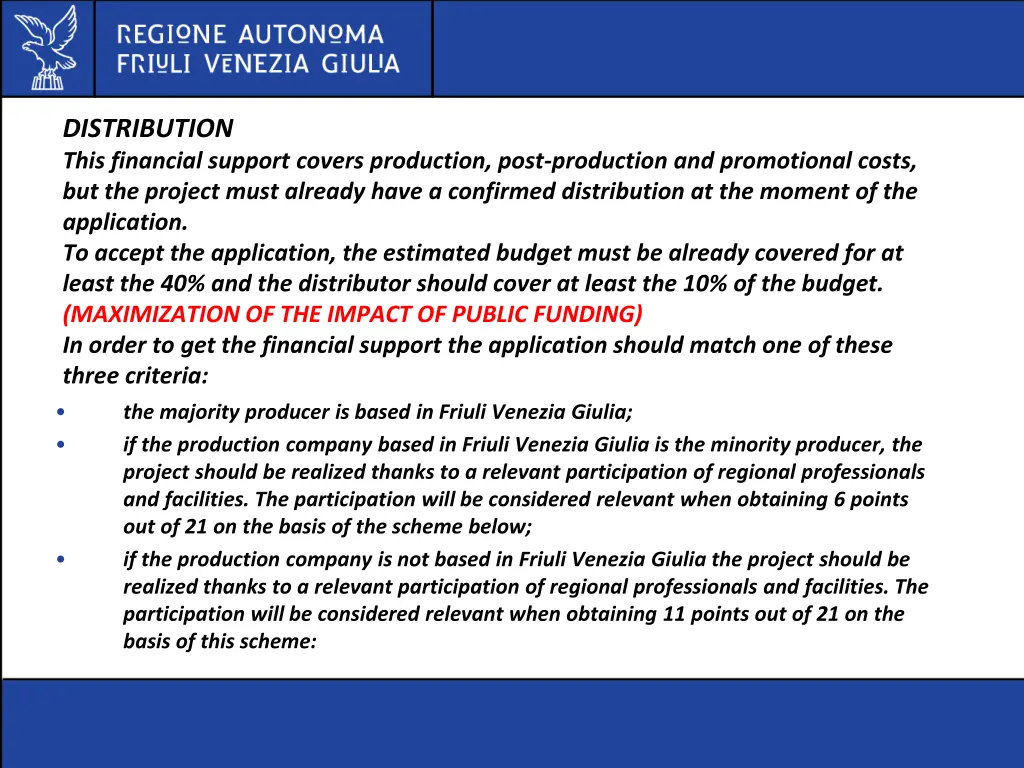 distribution this financial support covers