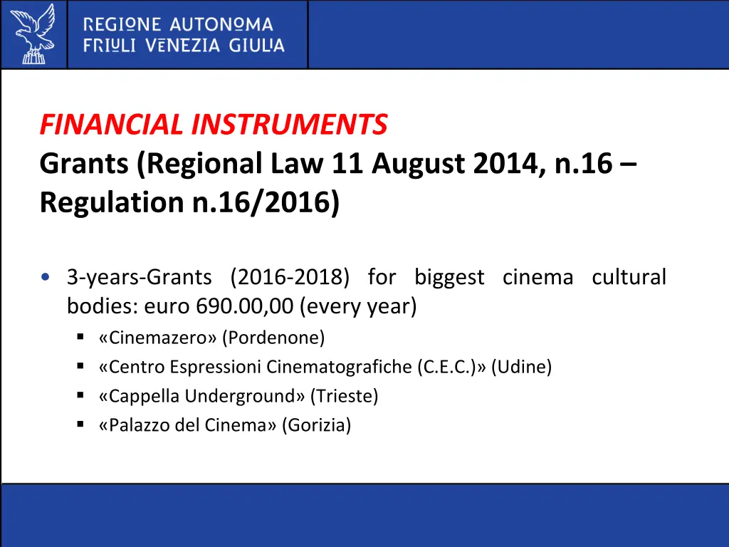 financial instruments grants regional 1