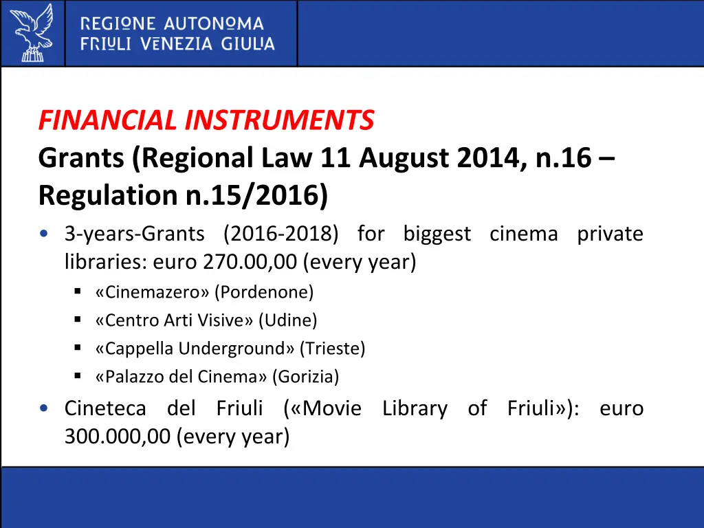 financial instruments grants regional 2