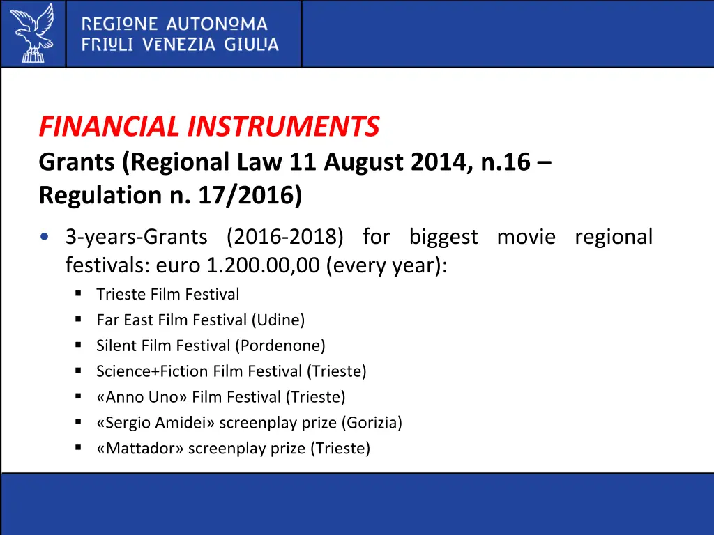 financial instruments grants regional