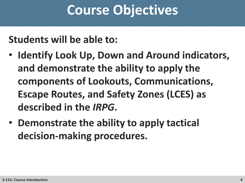 course objectives 1