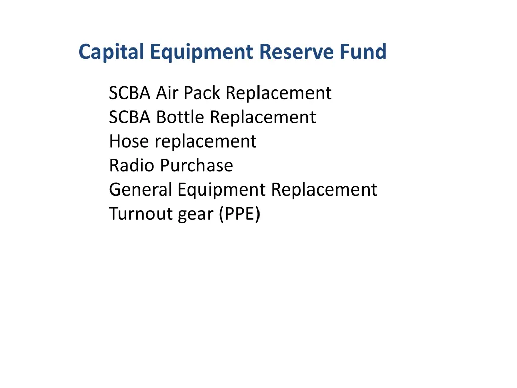 capital equipment reserve fund