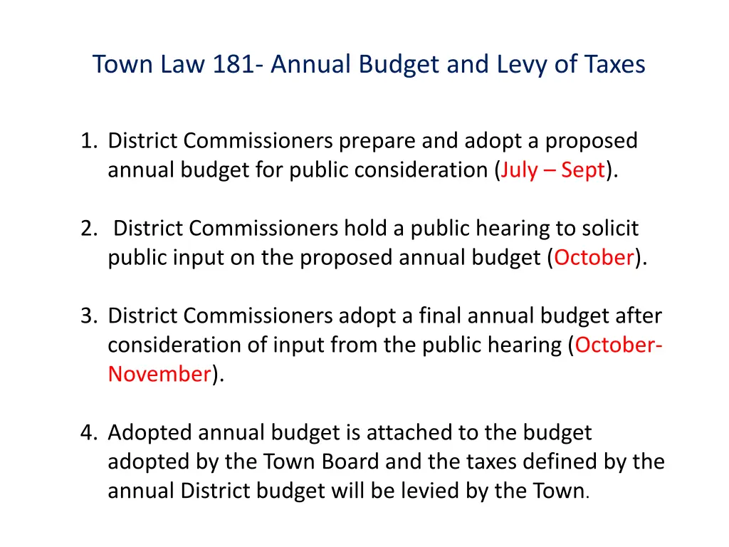 town law 181 annual budget and levy of taxes