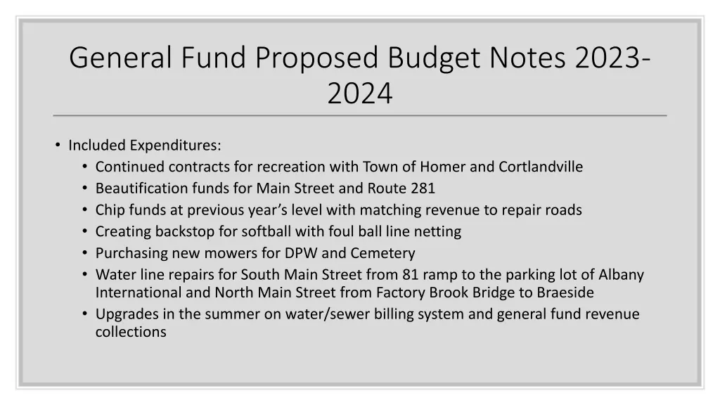 general fund proposed budget notes 2023 2024 2