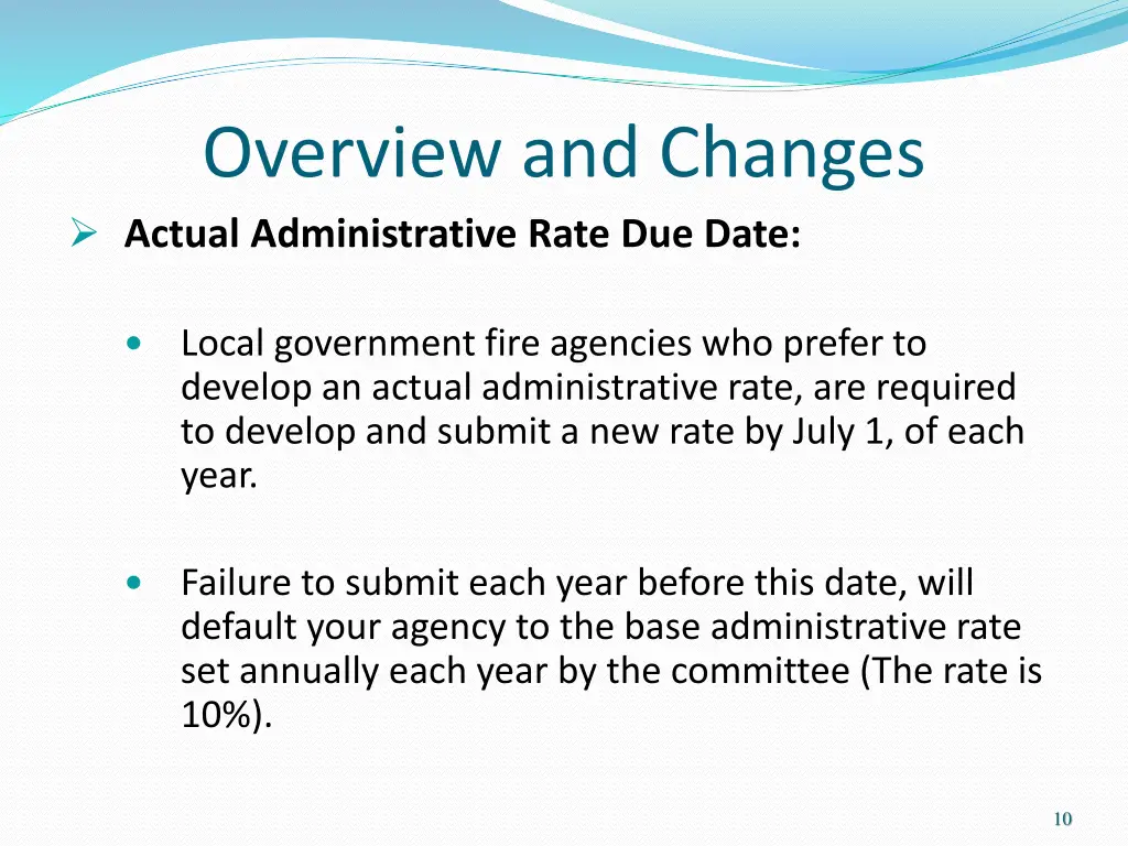 overview and changes actual administrative rate