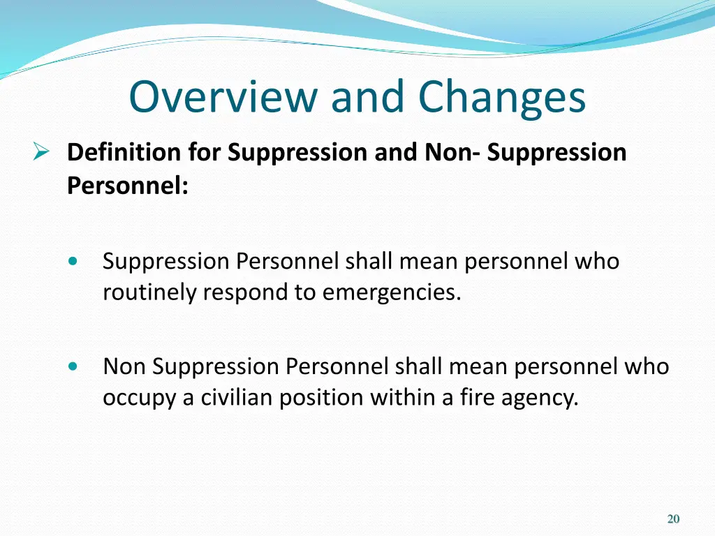 overview and changes definition for suppression