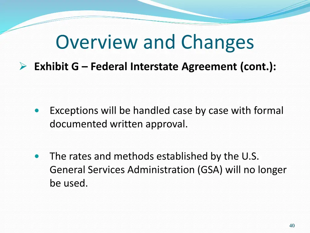 overview and changes exhibit g federal interstate 1