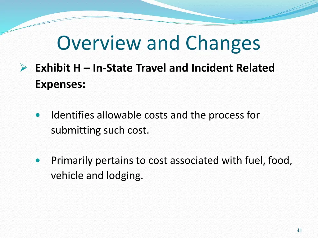 overview and changes exhibit h in state travel