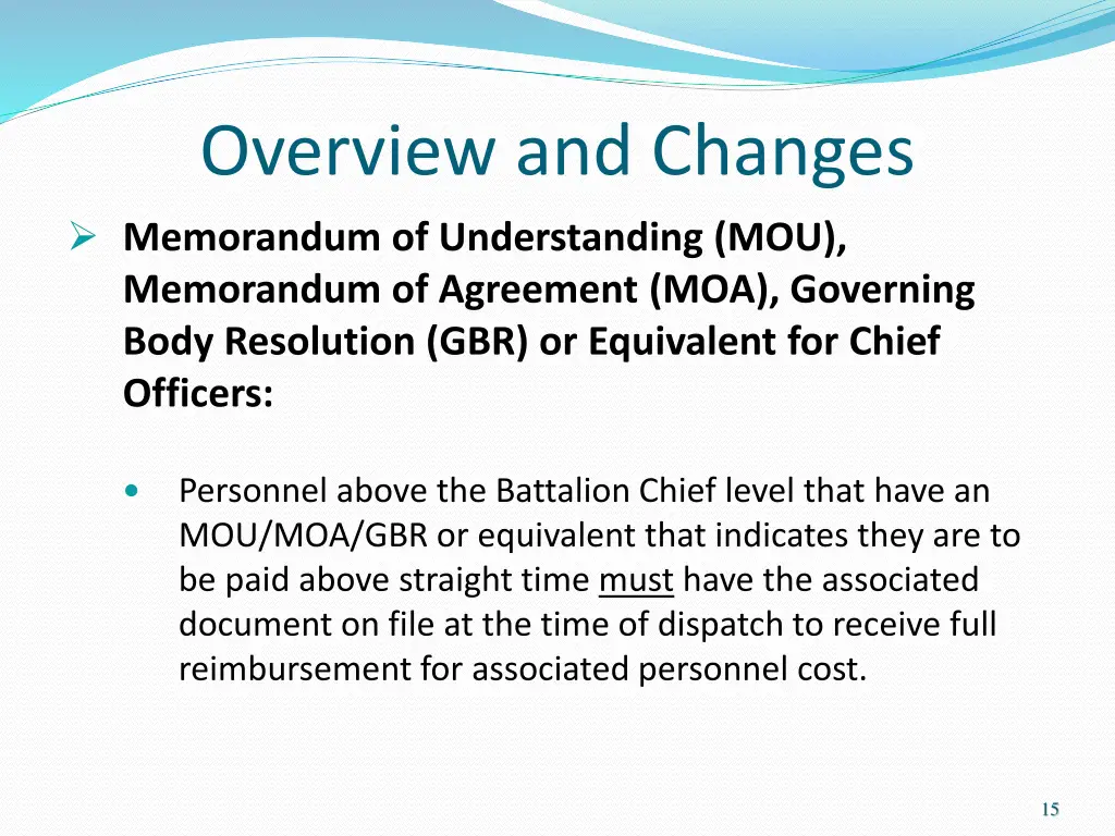 overview and changes memorandum of understanding 3