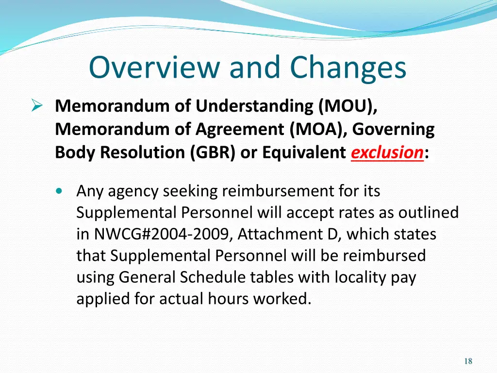 overview and changes memorandum of understanding 5