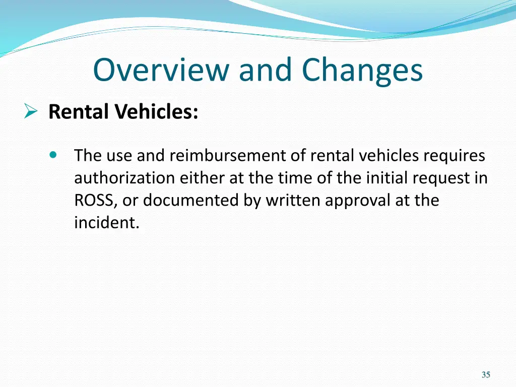 overview and changes rental vehicles