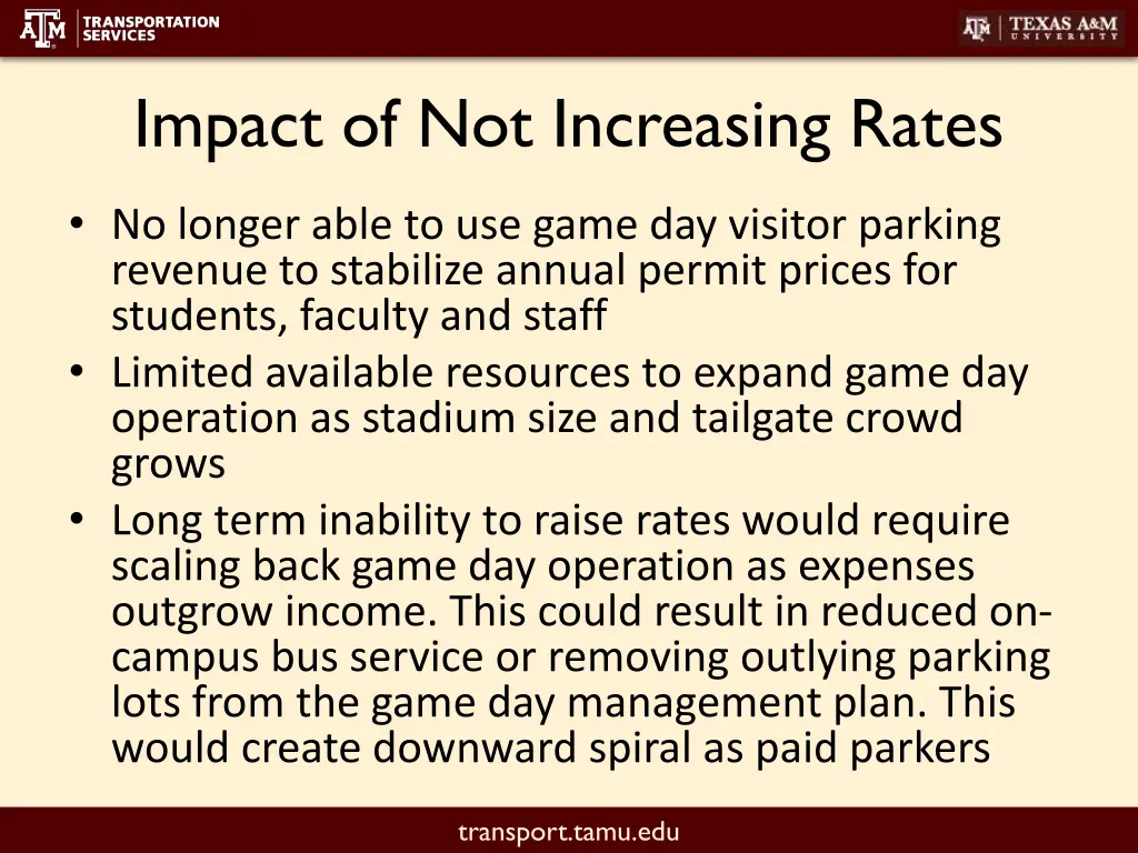 impact of not increasing rates