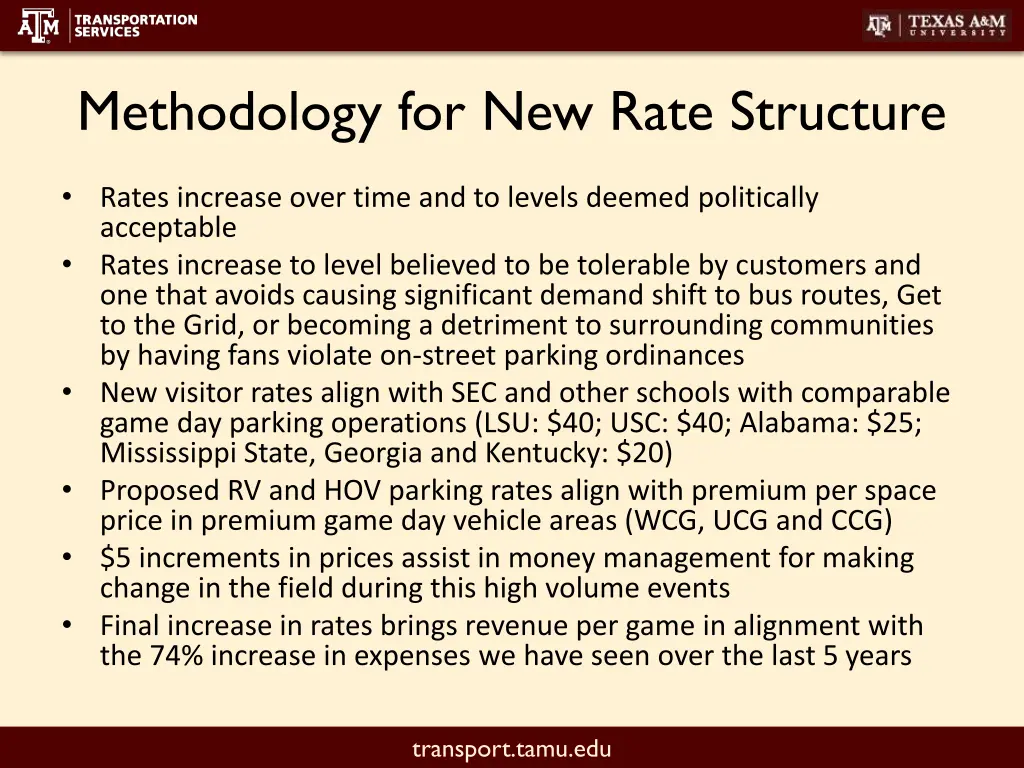 methodology for new rate structure