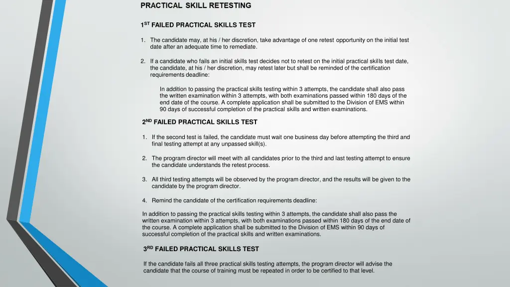 1 st failed practical skills test