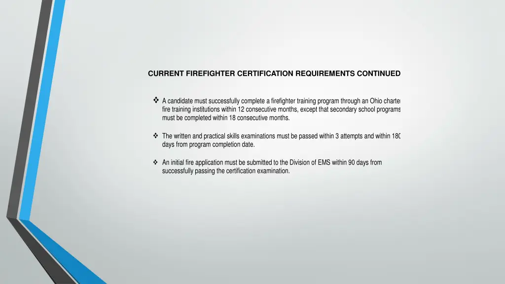 current firefighter certification requirements 1