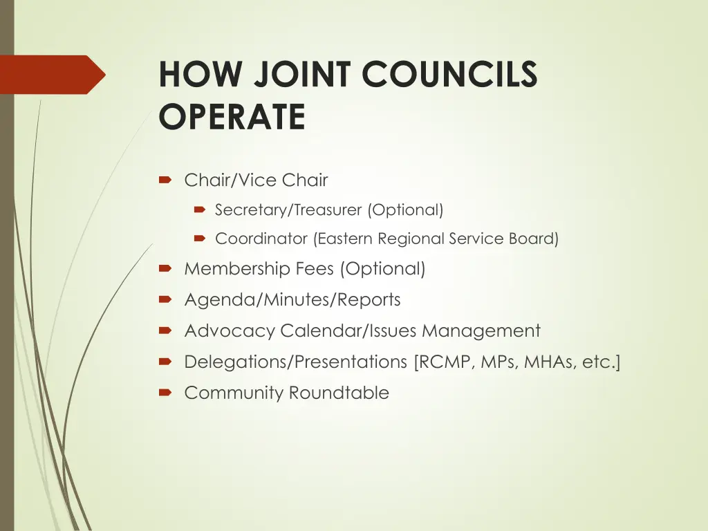 how joint councils operate