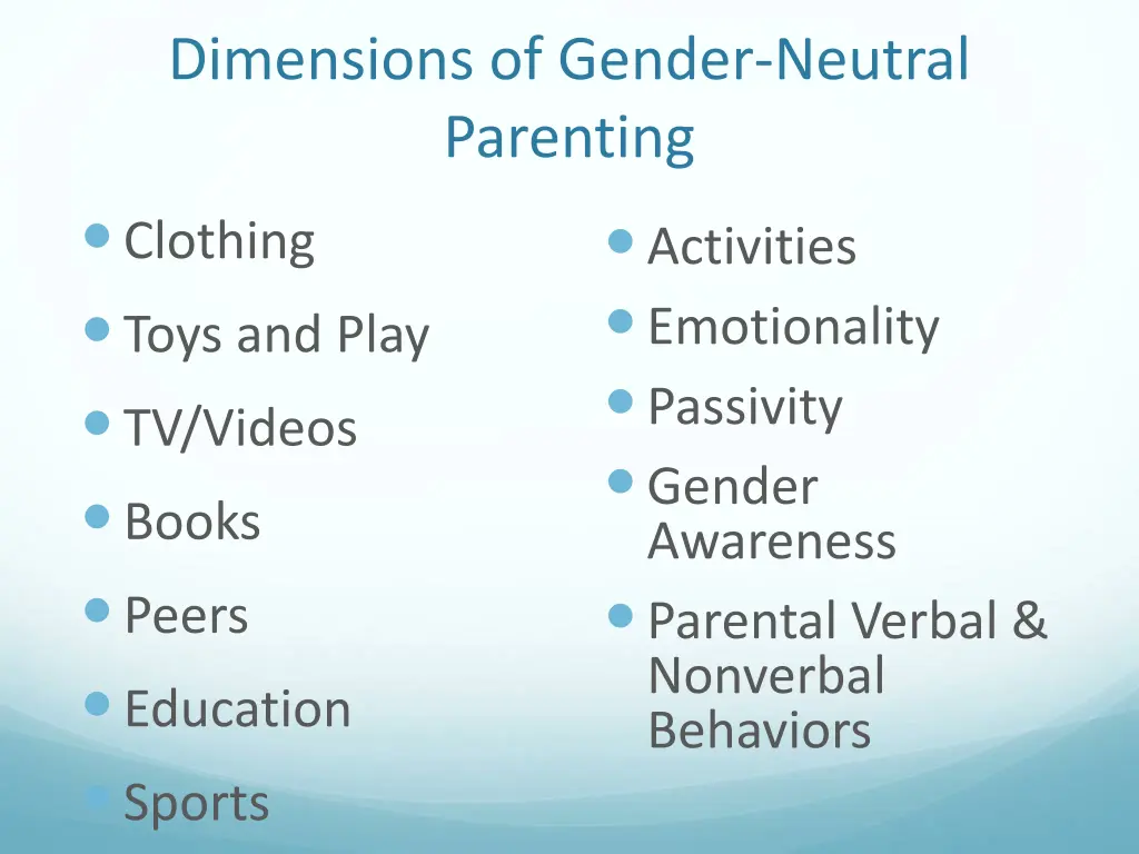 dimensions of gender neutral parenting