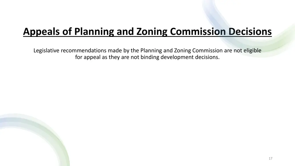 appeals of planning and zoning commission