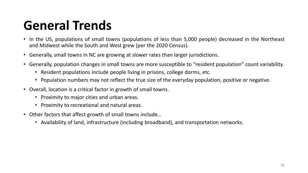 general trends in the us populations of small