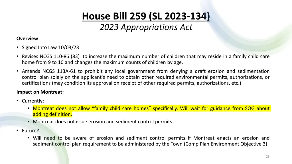 house bill 259 sl 2023 134 2023 appropriations act