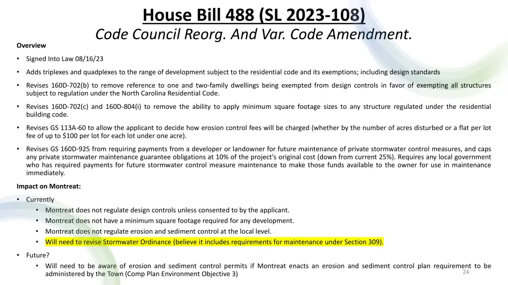 house bill 488 sl 2023 108 code council reorg