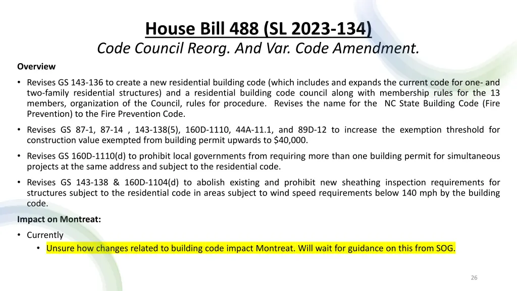 house bill 488 sl 2023 134 code council reorg 1