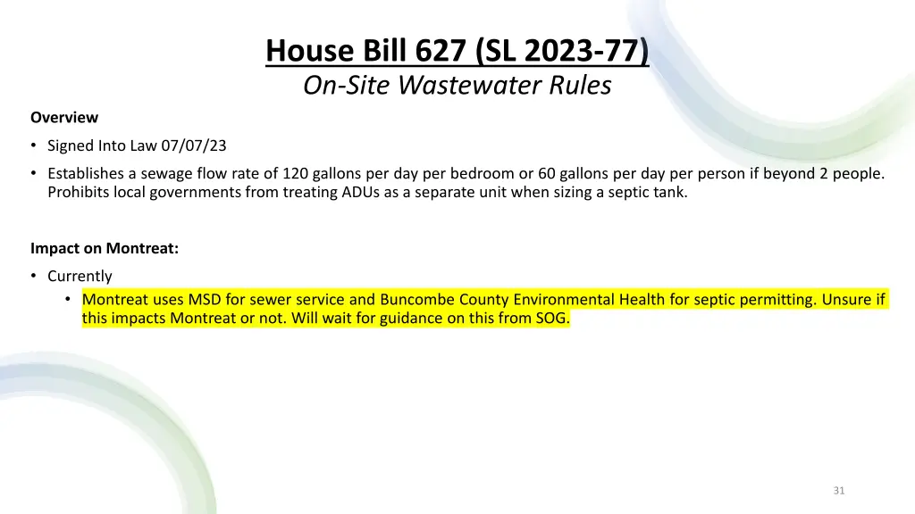 house bill 627 sl 2023 77 on site wastewater rules