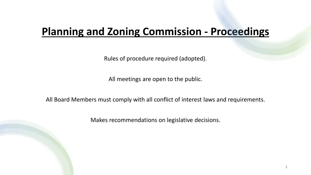 planning and zoning commission proceedings