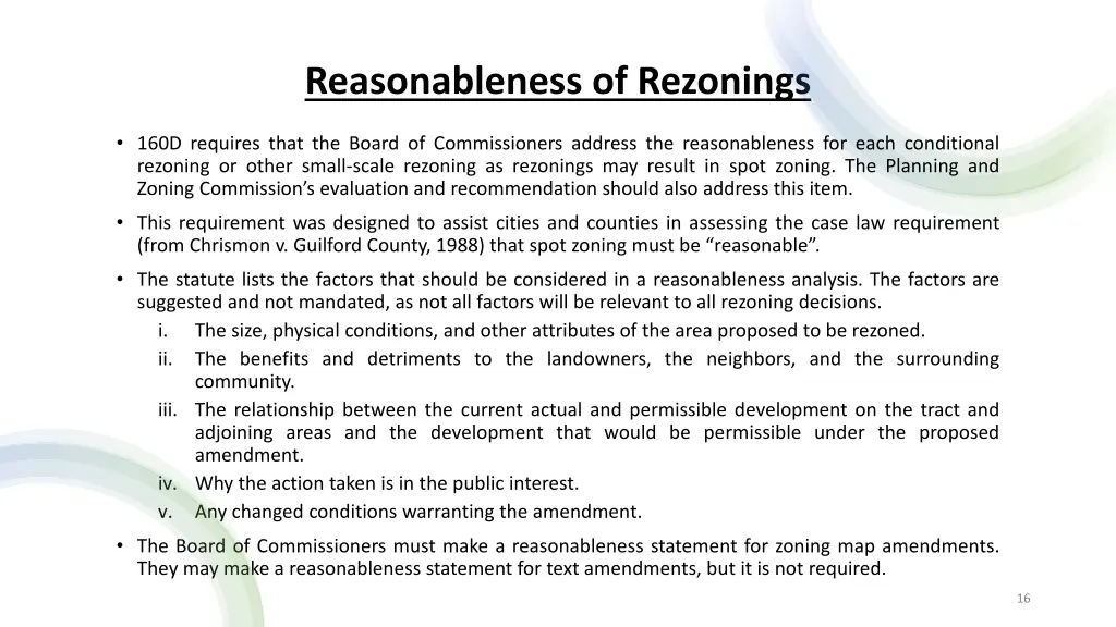 reasonableness of rezonings