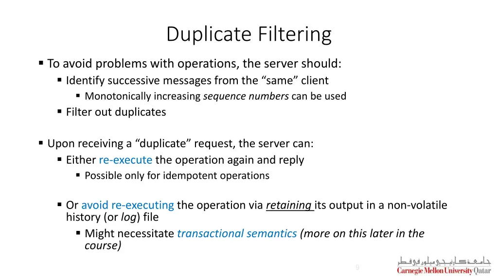 duplicate filtering