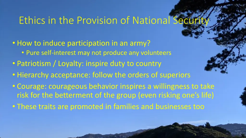 ethics in the provision of national security