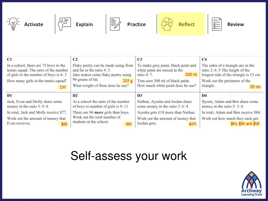 self assess your work