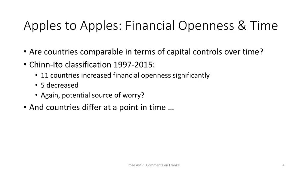 apples to apples financial openness time