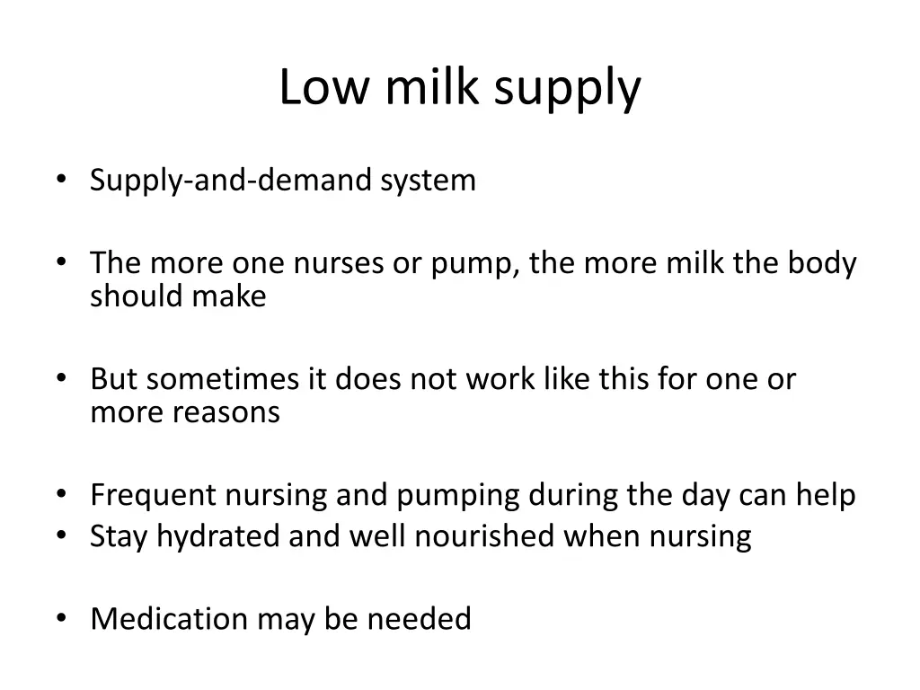 low milk supply