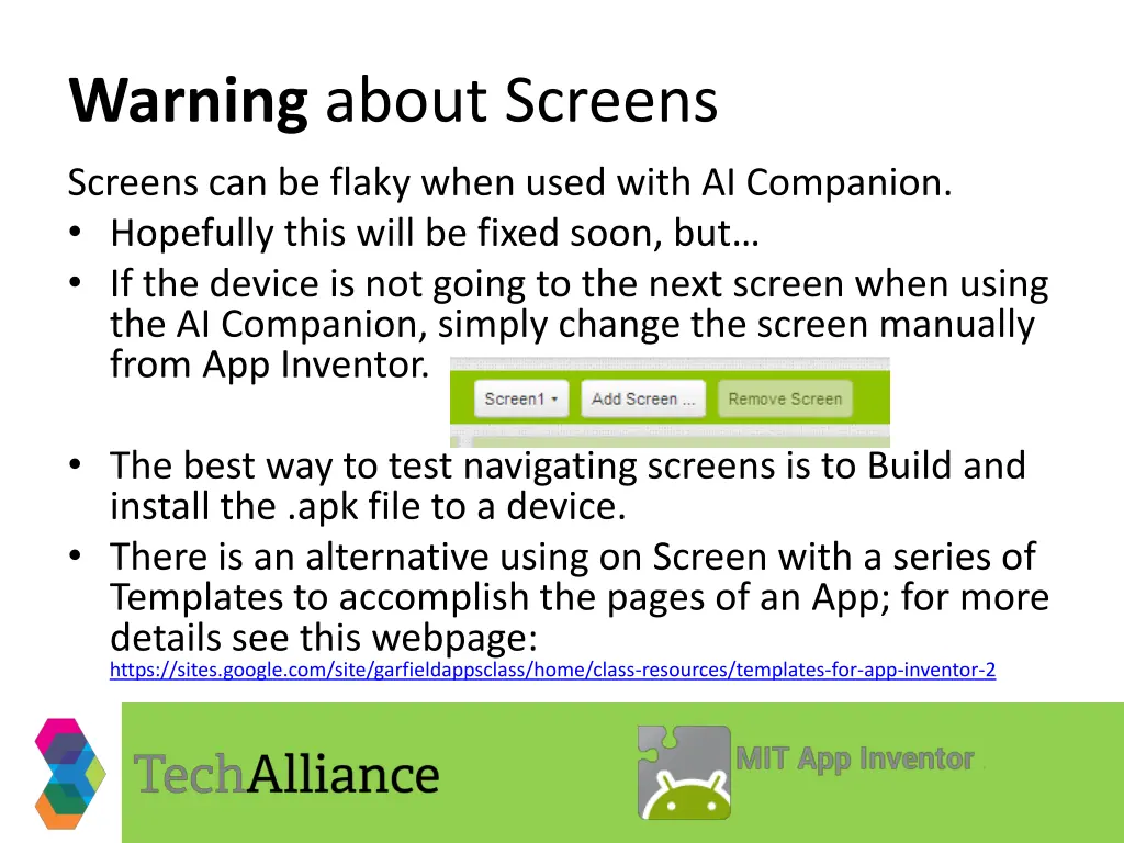 warning about screens