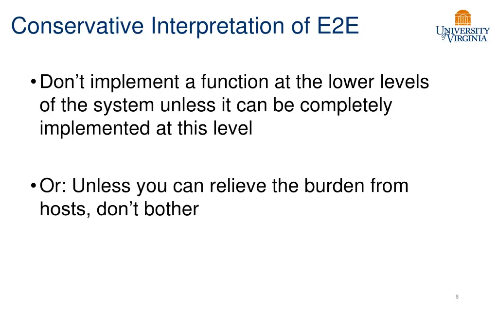 conservative interpretation of e2e