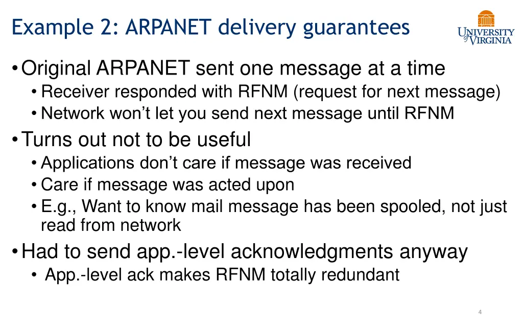 example 2 arpanet delivery guarantees