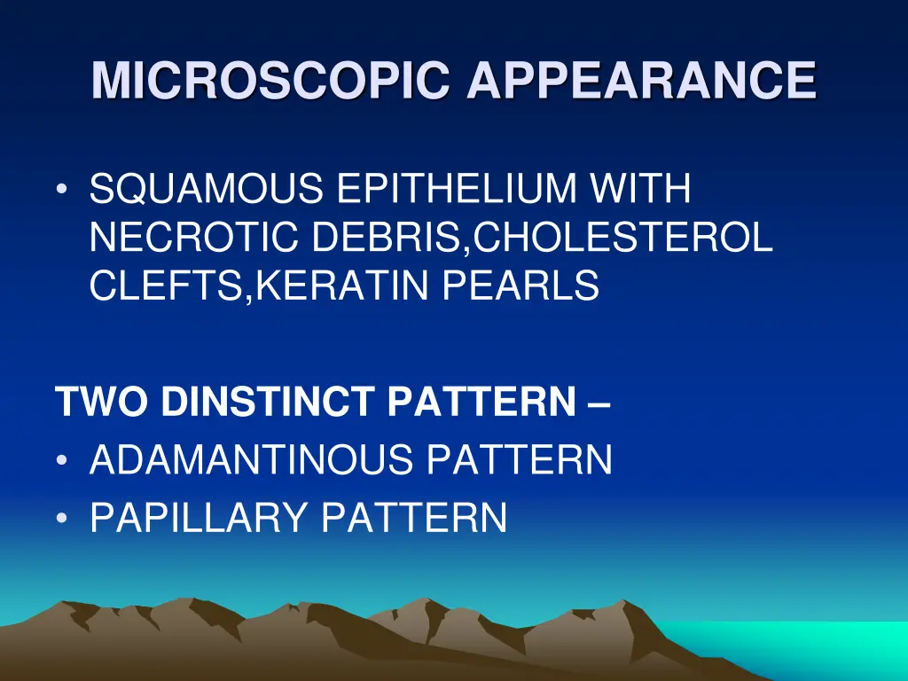 microscopic appearance